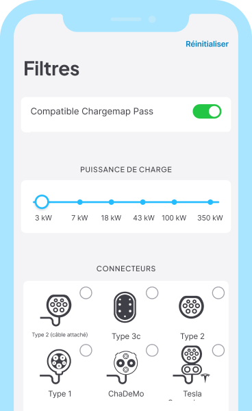 Filtrez les bornes de recharge compatibles Chargemap Pass dans votre app